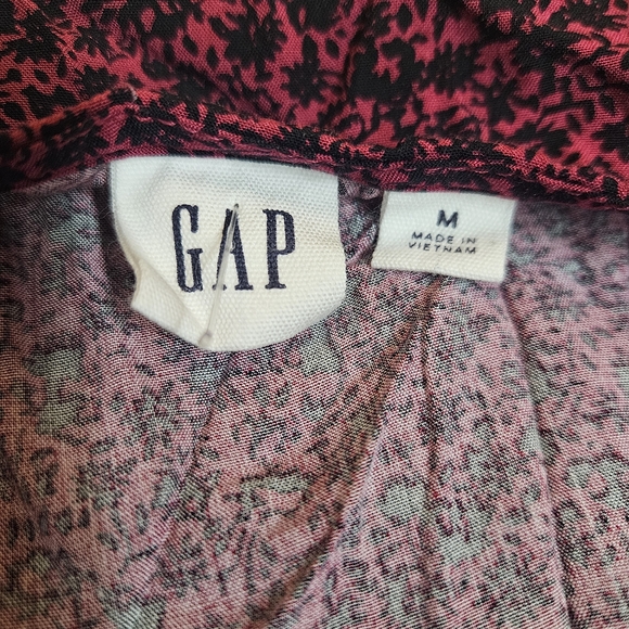 GAP Print Puff Sleeve Mini Magenta Floral Dress Size Medium - Picture 10 of 10